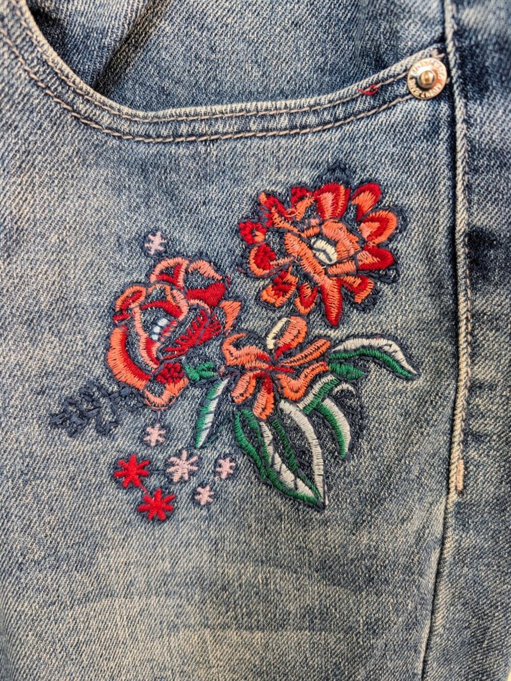 Women’s Seven7 Boho Floral Embroidered Ankle Skinny High-Rise Jeans Size 12